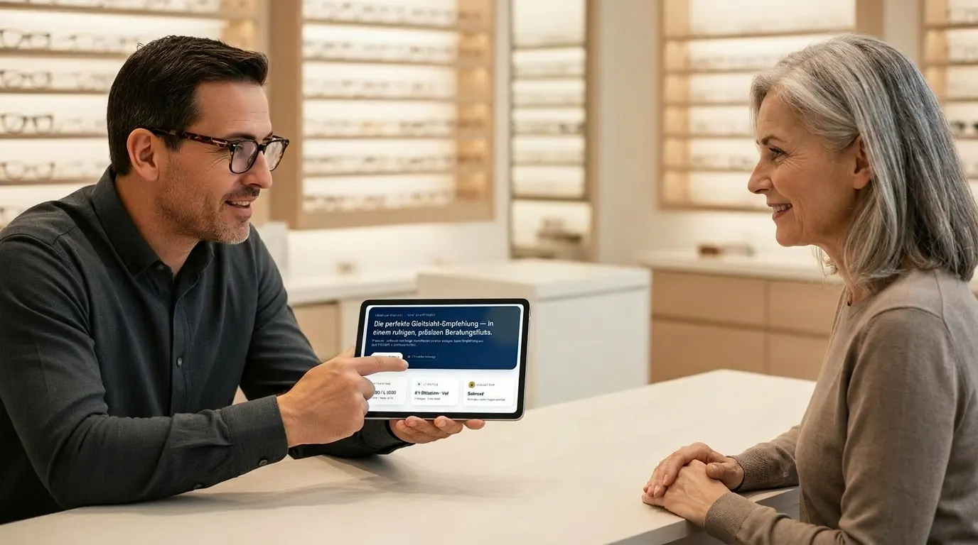 Optikerin berät eine Kundin im Fachgeschäft